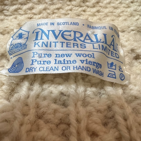 Inverallan Kntters Sweater Handknit Fisherman Cable Cardigan 100% Wool V Neck - Picture 3 of 4